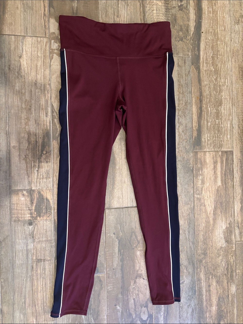 GAP Maroon Leggings with Navy Side Panels